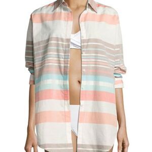 Letarte‎ Linen Blend Button Down Beach Shirt Sz S